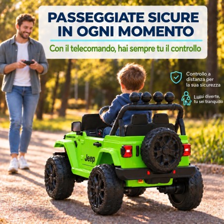 Auto Elettrica Bambini Jeep Wrangler Rubicon 12V Verde Telecomando