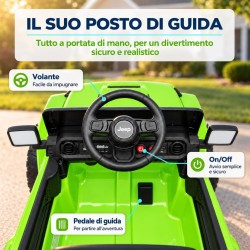 Auto Elettrica Bambini Jeep Wrangler Rubicon 12V Verde Telecomando