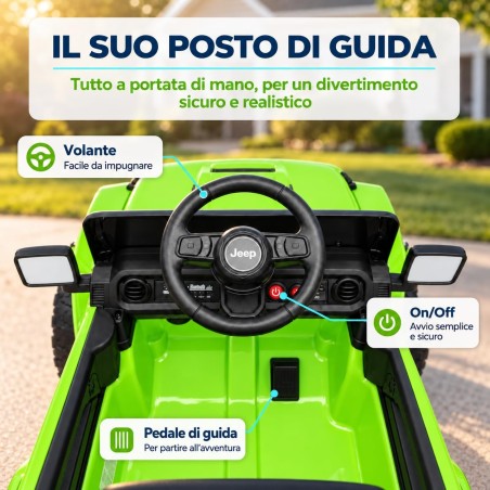 Auto Elettrica Bambini Jeep Wrangler Rubicon 12V Verde Telecomando