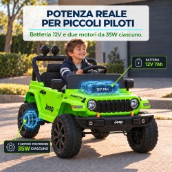 Auto Elettrica Bambini Jeep Wrangler Rubicon 12V Verde Telecomando