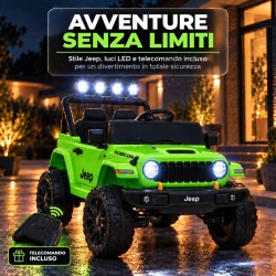 Auto Elettrica Bambini Jeep Wrangler Rubicon 12V Verde Telecomando