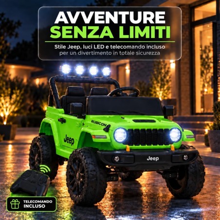 Auto Elettrica Bambini Jeep Wrangler Rubicon 12V Verde Telecomando
