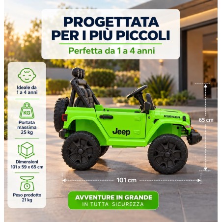 Auto Elettrica Bambini Jeep Wrangler Rubicon 12V Verde Telecomando