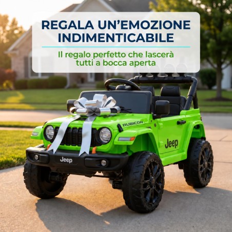 Auto Elettrica Bambini Jeep Wrangler Rubicon 12V Verde Telecomando