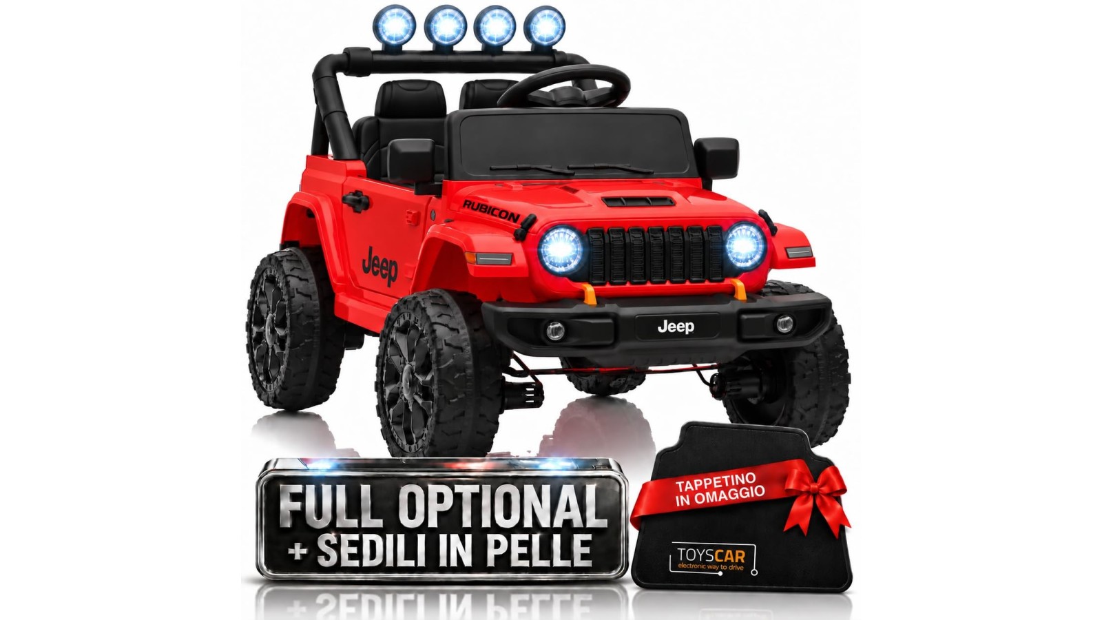 Auto Elettrica Bambini Jeep Wrangler Rubicon 12V Rossa Telecomando