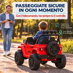 Auto Elettrica Bambini Jeep Wrangler Rubicon 12V Rossa Telecomando