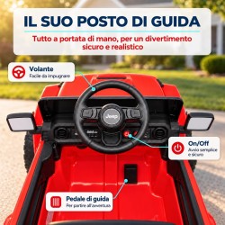 Auto Elettrica Bambini Jeep Wrangler Rubicon 12V Rossa Telecomando