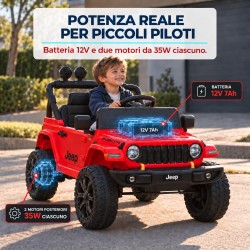 Auto Elettrica Bambini Jeep Wrangler Rubicon 12V Rossa Telecomando