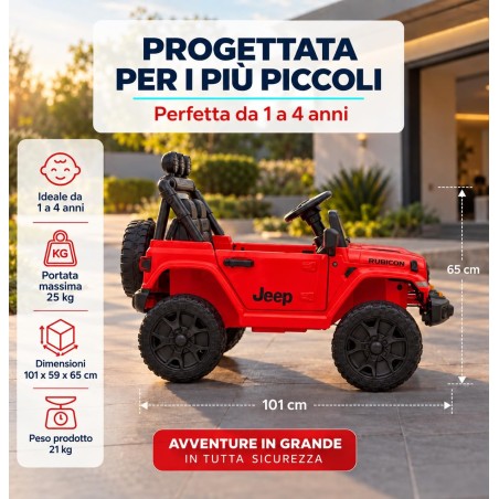 Auto Elettrica Bambini Jeep Wrangler Rubicon 12V Rossa Telecomando