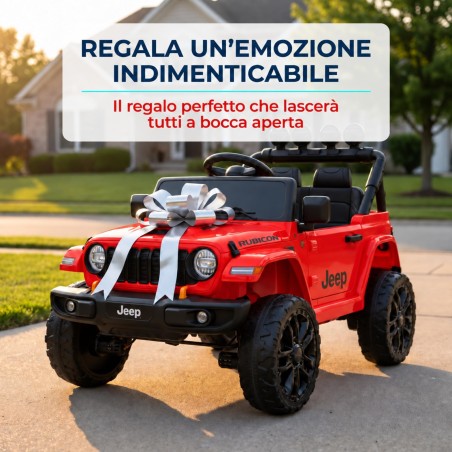 Auto Elettrica Bambini Jeep Wrangler Rubicon 12V Rossa Telecomando