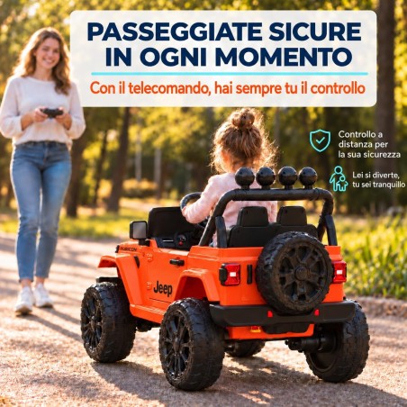 Auto Elettrica Bambini Jeep Wrangler Rubicon 12V Arancione Telecomando
