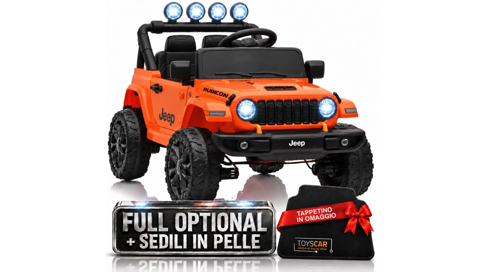 Auto Elettrica Bambini Jeep Wrangler Rubicon 12V Arancione Telecomando