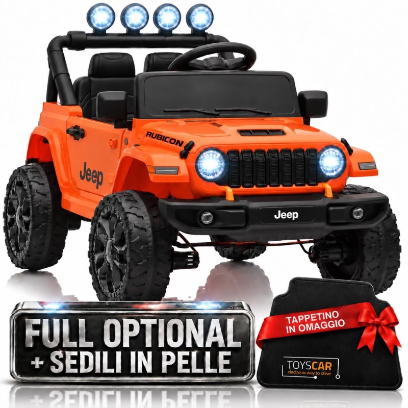 Auto Elettrica Bambini Jeep Wrangler Rubicon 12V Arancione Telecomando