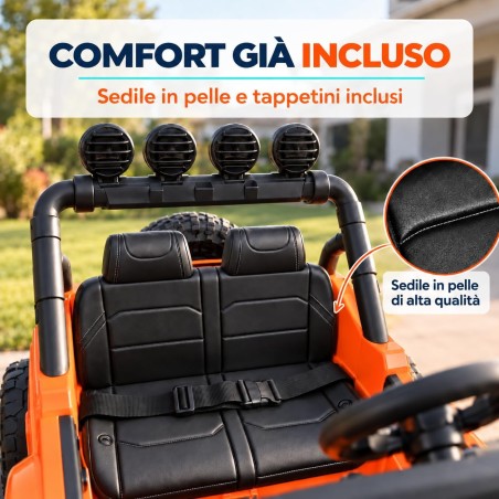 Auto Elettrica Bambini Jeep Wrangler Rubicon 12V Arancione Telecomando