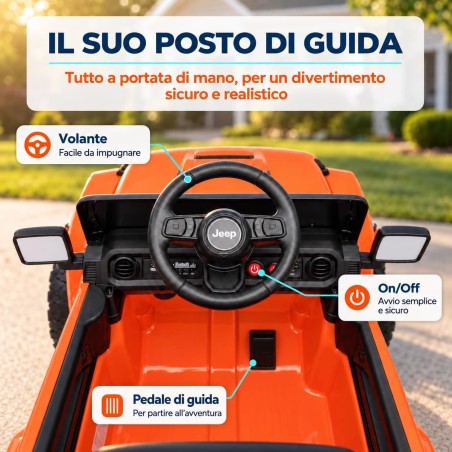 Auto Elettrica Bambini Jeep Wrangler Rubicon 12V Arancione Telecomando