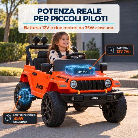 Auto Elettrica Bambini Jeep Wrangler Rubicon 12V Arancione Telecomando