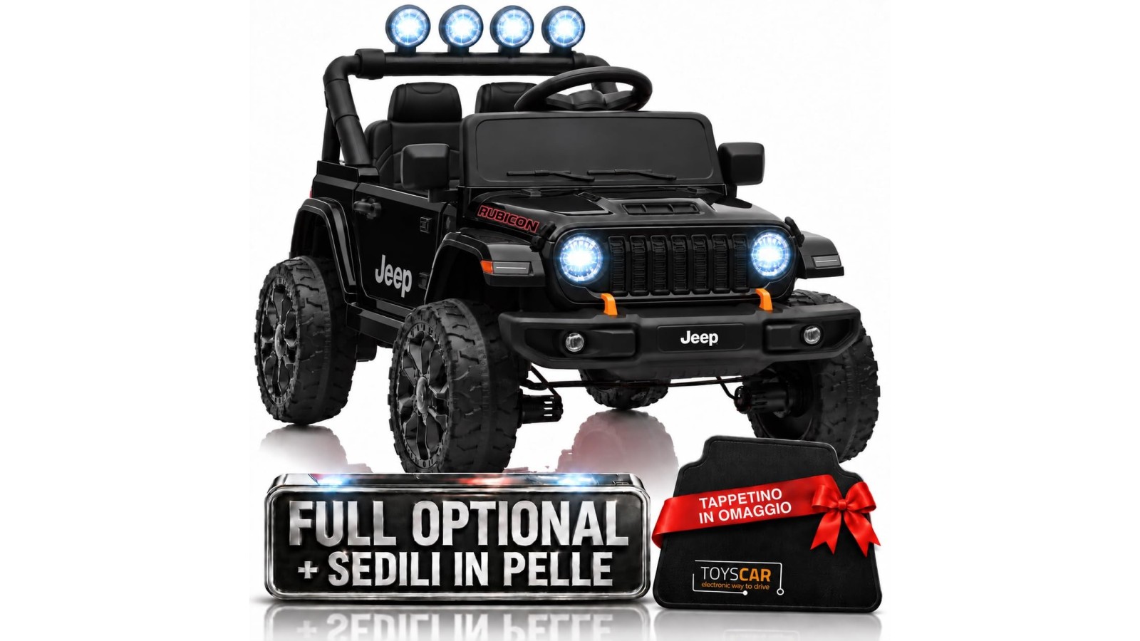 Auto Elettrica Bambini Jeep Wrangler Rubicon 12V Nera Telecomando