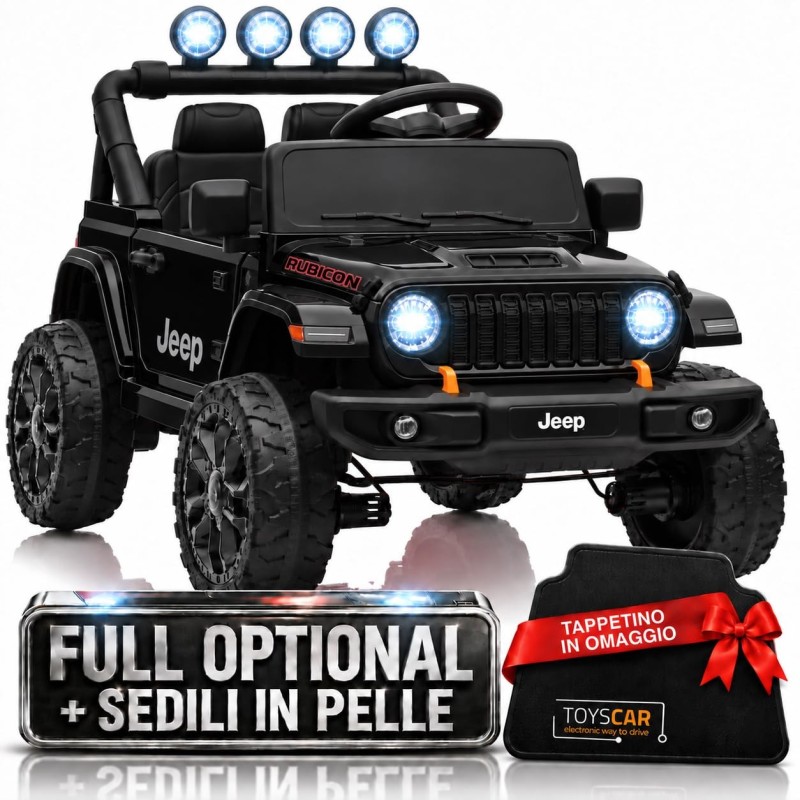 Auto Elettrica Bambini Jeep Wrangler Rubicon 12V Nera Telecomando