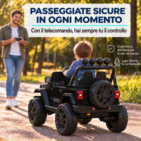 Auto Elettrica Bambini Jeep Wrangler Rubicon 12V Nera Telecomando