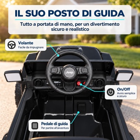 Auto Elettrica Bambini Jeep Wrangler Rubicon 12V Nera Telecomando
