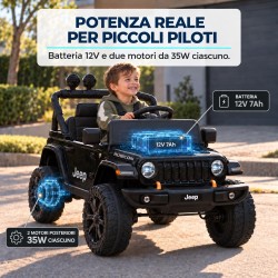 Auto Elettrica Bambini Jeep Wrangler Rubicon 12V Nera Telecomando