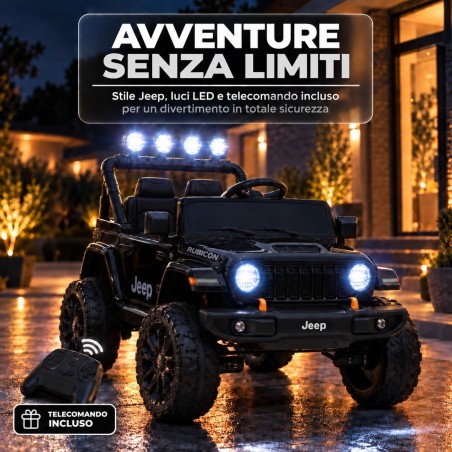 Auto Elettrica Bambini Jeep Wrangler Rubicon 12V Nera Telecomando