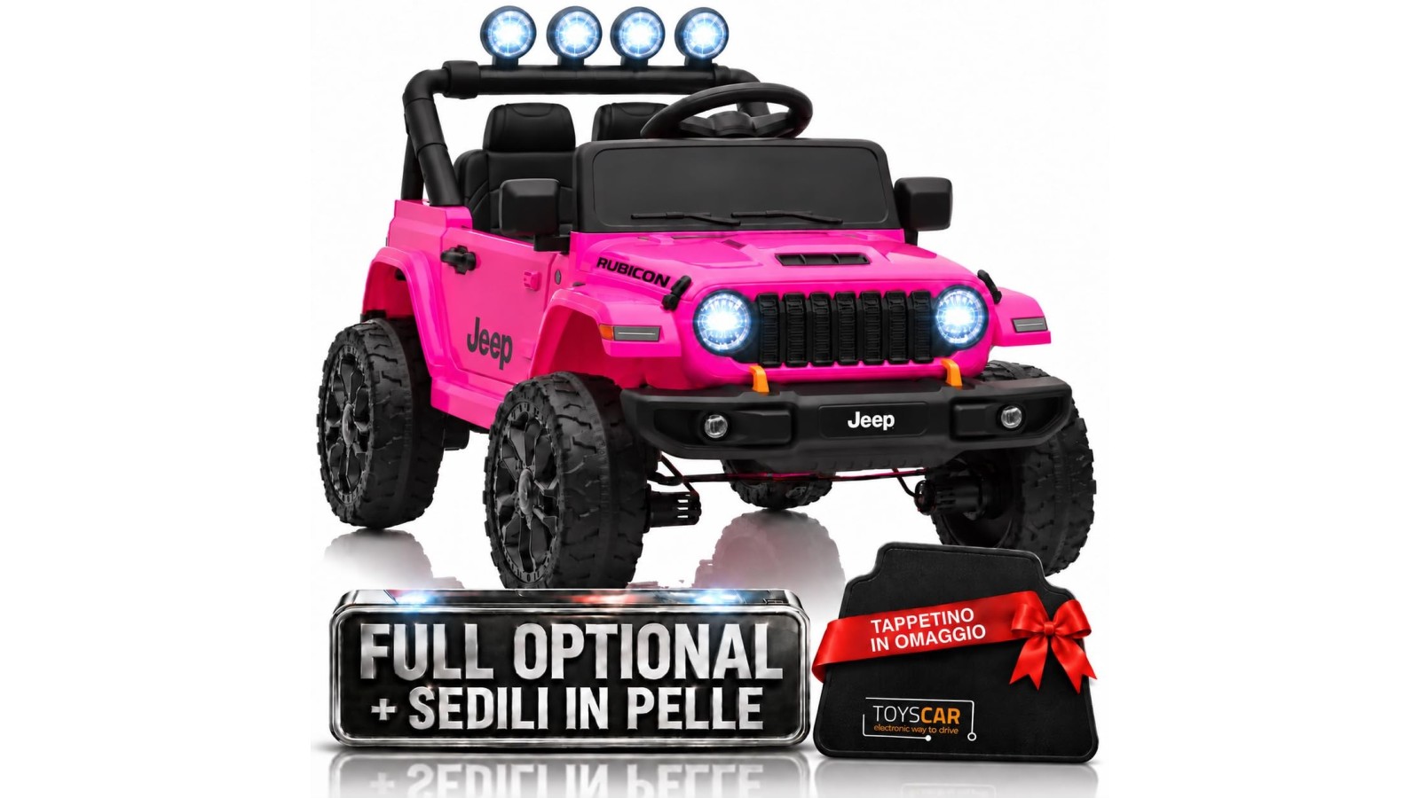 Auto Elettrica Bambini Jeep Wrangler Rubicon 12V Rosa Telecomando