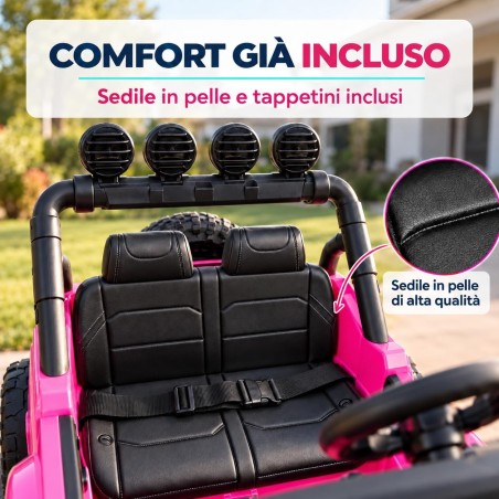 Auto Elettrica Bambini Jeep Wrangler Rubicon 12V Rosa Telecomando
