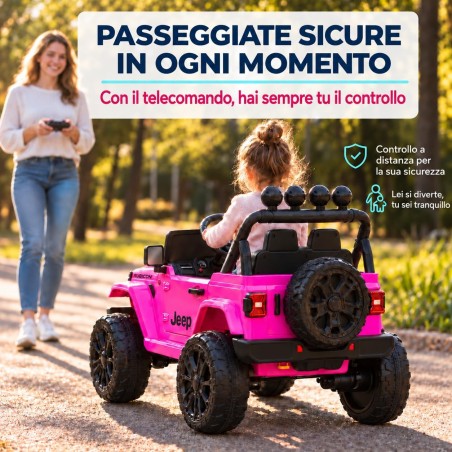 Auto Elettrica Bambini Jeep Wrangler Rubicon 12V Rosa Telecomando