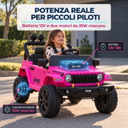Auto Elettrica Bambini Jeep Wrangler Rubicon 12V Rosa Telecomando