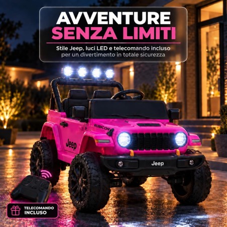 Auto Elettrica Bambini Jeep Wrangler Rubicon 12V Rosa Telecomando