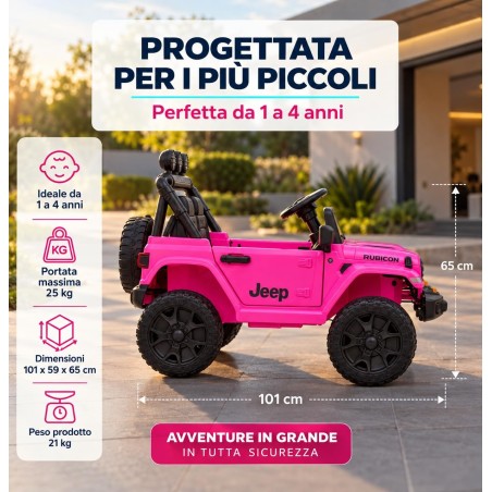 Auto Elettrica Bambini Jeep Wrangler Rubicon 12V Rosa Telecomando