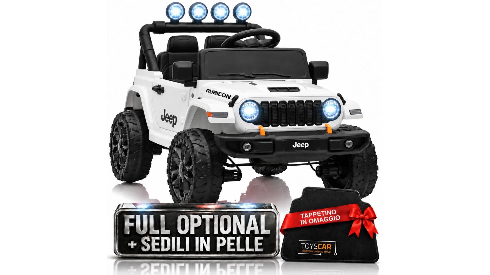 Auto Elettrica Bambini Jeep Wrangler Rubicon 12V Bianca Telecomando