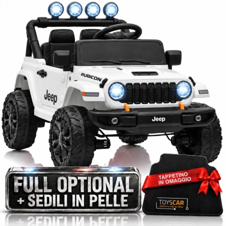 Auto Elettrica Bambini Jeep Wrangler Rubicon 12V Bianca Telecomando
