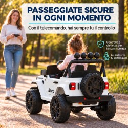 Auto Elettrica Bambini Jeep Wrangler Rubicon 12V Bianca Telecomando