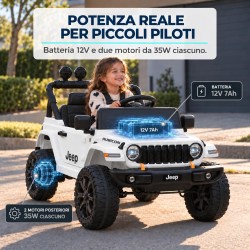 Auto Elettrica Bambini Jeep Wrangler Rubicon 12V Bianca Telecomando