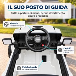Auto Elettrica Bambini Jeep Wrangler Rubicon 12V Bianca Telecomando