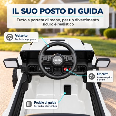 Auto Elettrica Bambini Jeep Wrangler Rubicon 12V Bianca Telecomando