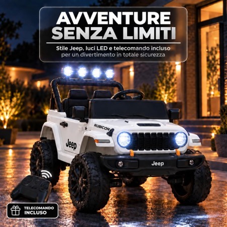 Auto Elettrica Bambini Jeep Wrangler Rubicon 12V Bianca Telecomando