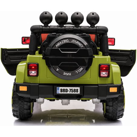 Auto Macchina Elettrica per Bambini Fuoristrada Verde 12V MP3 Led con Telecomando Full Optional Sedili in Pelle