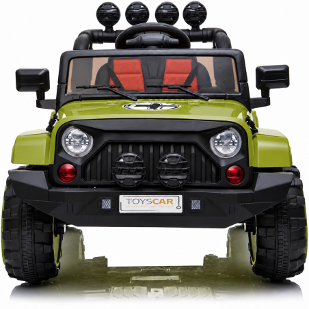 Auto Macchina Elettrica per Bambini Fuoristrada Verde 12V MP3 Led con Telecomando Full Optional Sedili in Pelle