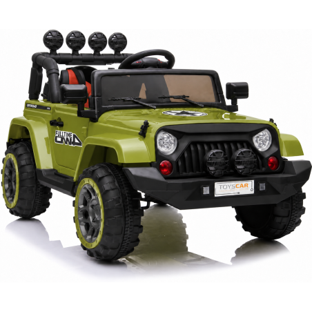 Auto Macchina Elettrica per Bambini Fuoristrada Verde 12V MP3 Led con Telecomando Full Optional Sedili in Pelle