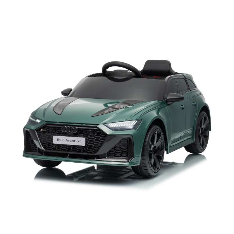 Auto Elettrica Bambini Audi RS6 Avant GT 12V VERDE 1-4 Anni Telecomando LED
