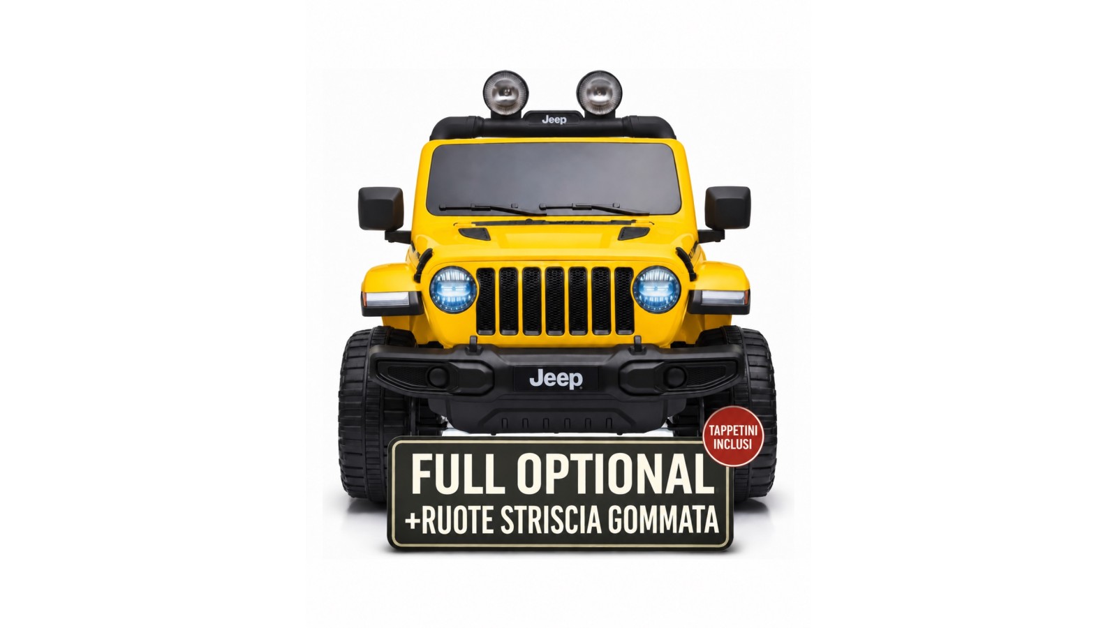 Auto Elettrica Bambini Jeep Wrangler Rubicon 12V Gialla Telecomando Full Optional