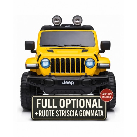 Auto Elettrica Bambini Jeep Wrangler Rubicon 12V Gialla Telecomando Full Optional