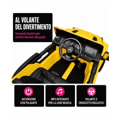 Auto Elettrica Bambini Jeep Wrangler Rubicon 12V Gialla Telecomando Full Optional