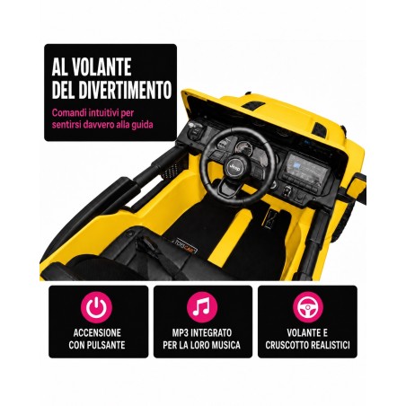Auto Elettrica Bambini Jeep Wrangler Rubicon 12V Gialla Telecomando Full Optional