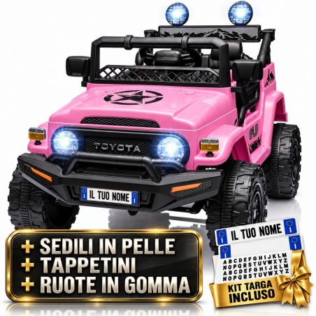 Auto Elettrica per Bambini Jeep Toyota Fj Cruiser 12V Ruote in Gomma Full Optional Sedile Pelle Porte Apribili Telecomando