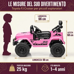 Auto Elettrica per Bambini Jeep Toyota Fj Cruiser 12V Ruote in Gomma Full Optional Sedile Pelle Porte Apribili Telecomando