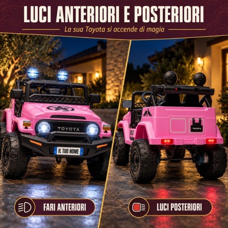 Auto Elettrica per Bambini Jeep Toyota Fj Cruiser 12V Ruote in Gomma Full Optional Sedile Pelle Porte Apribili Telecomando